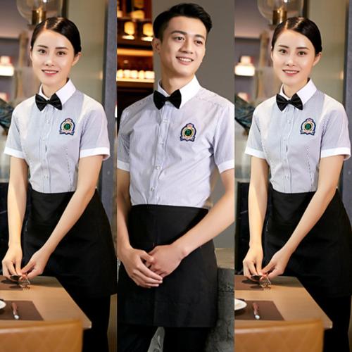 2021西餐厅服务员工作服衬衫短袖ktv饭店餐饮奶茶酒店工作制服